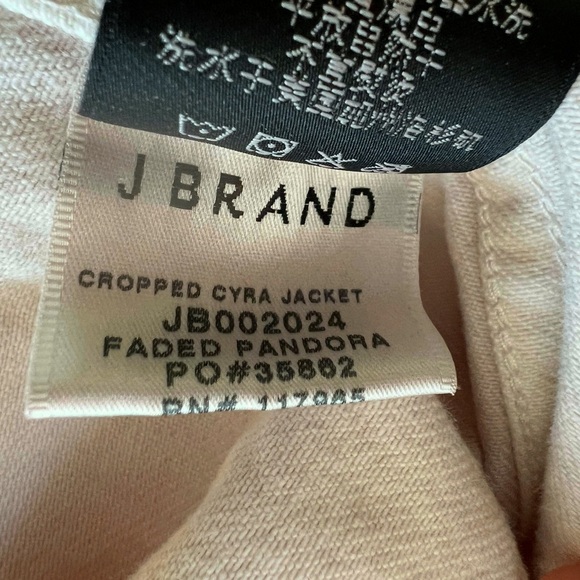 J Brand Cyra Cropped Denim Jean Jacket Womens Medium Raw Hem Faded Pink. 432 - Picture 4 of 5